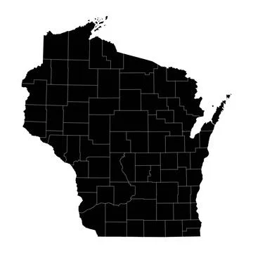 Wisconsin state map with counties. Vector illustration. Illustrazione stock