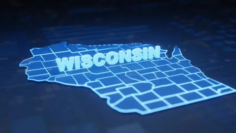 Wisconsin State Map Geographic Outline Stock Footage 344749044