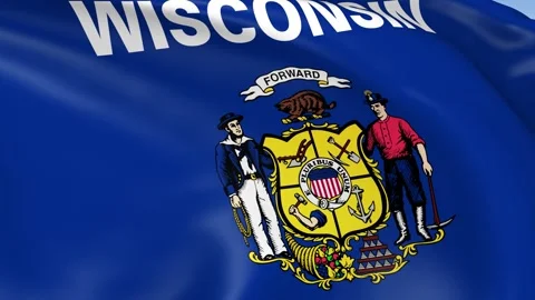 Wisconsin State Waving Flag Background Loop Stock Footage 317847435
