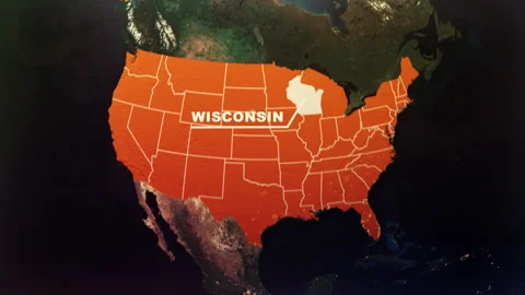 Wisconsin US State Satellite Map Animation V1 Stock Footage 304233575