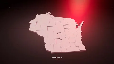 Wisconsin USA state map in bold red style Видео 340772862