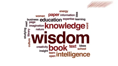 Wisdom animated word cloud, text design animation. Stock Footage 75673190