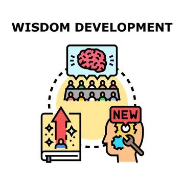 Wisdom development process icon representing learning and growth Stock Illustration