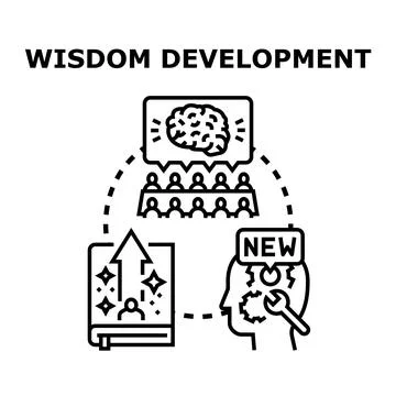 Wisdom development process icon representing learning and growth Stock Illustration