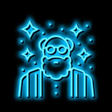 Wisdom elderly man neon glow icon illustration Stock Illustration