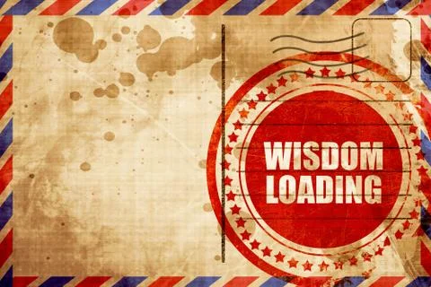 Wisdom loading, red grunge stamp on an airmail background Stock Illustration