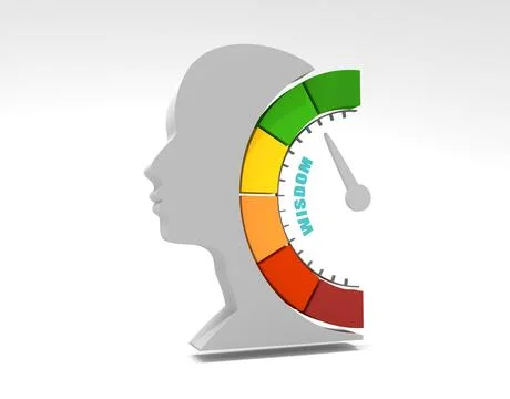 Wisdom measuring device icon. Human head silhouette. 3D render Stock Illustration