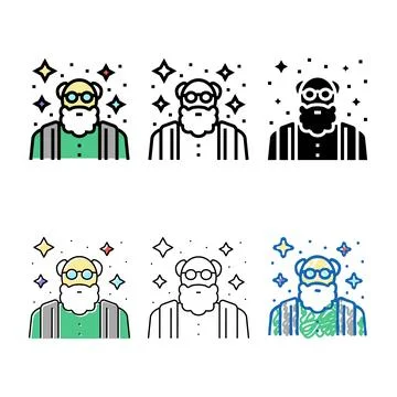 Wisdom multistyle elderly man color icon vector 库存插图