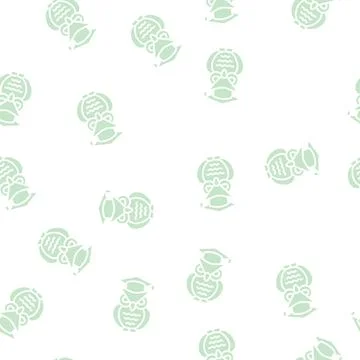 Wisdom owl glyph seamless pattern Stock Illustration