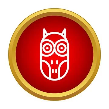 Wisdom owl icon in golden circle frame Stock Illustration