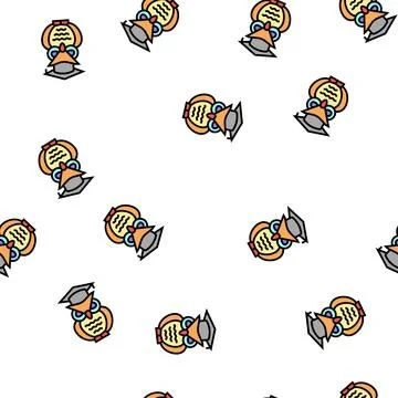 Wisdom owl vector seamless pattern Stock Illustration
