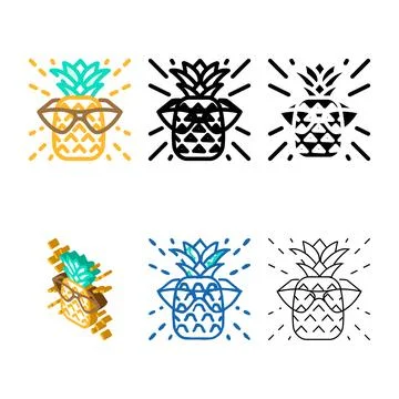 Wisdom pineapple color icon vector clean 스톡 일러스트