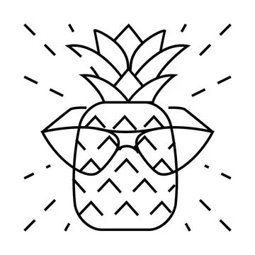 Wisdom pineapple line icon vector illustration Stock Illustration