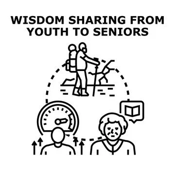 Wisdom sharing knowledge experience between generations 스톡 일러스트