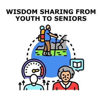 Wisdom sharing knowledge experience between generations 스톡 일러스트