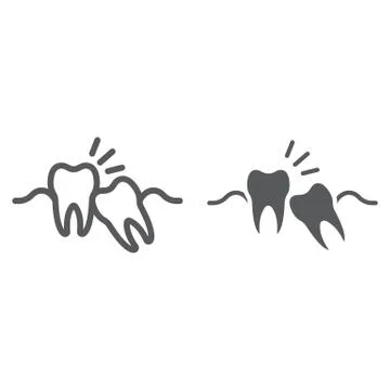 Wisdom teeth line and glyph icon, stomatology Stockillustratie