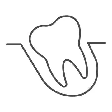 Wisdom tooth thin line icon. Malocclusion problem, crooked teeth symbol, outline Stock Illustration
