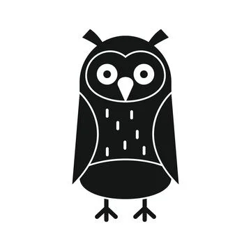 Wise academic owl black simple silhouette vector icon Stock-Illustration
