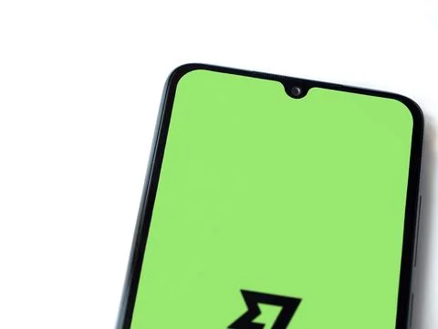 Wise app launch screen on smartphone on white background Stock Photos