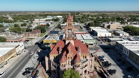 Wise County Courthouse in Decatur Texas back away shot facing east Stock Footage 255478837