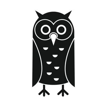 Wise expert owl black simple silhouette vector icon Stock Illustration