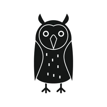 Wise funny owl black simple silhouette vector icon Stock-Illustration