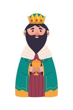 Wise king gaspar with gift Stock Illustration