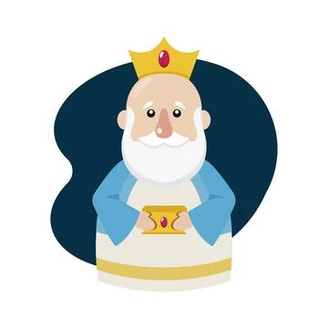 Wise king with golden goblet. Vector Stock Illustration