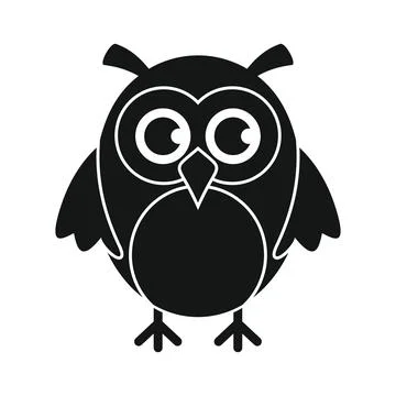 Wise learner owl black simple silhouette vector icon Stock Illustration