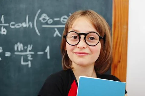 Wise math schoolgirl Stock Photos