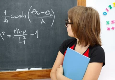 Wise math schoolgirl Stock Photos