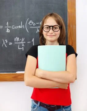 Wise math schoolgirl Stock Photos