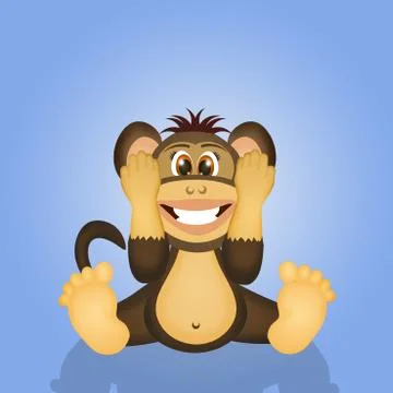 Wise monkey do not hear Stock Illustration