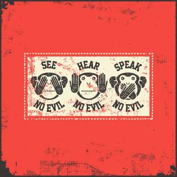 Wise monkey poster Stock Illustration