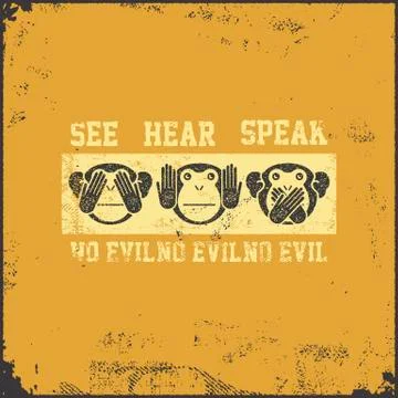 Wise monkey poster Stock Illustration