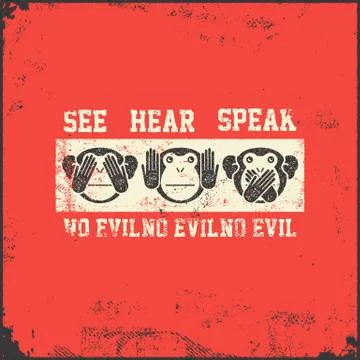 Wise monkey poster Stock Illustration