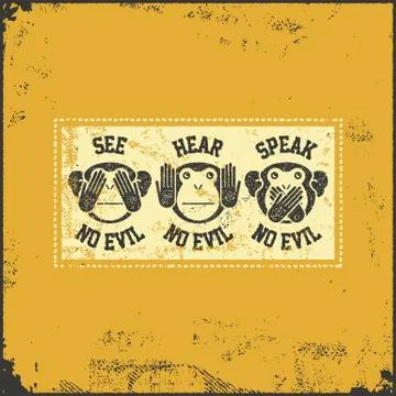 Wise monkey poster Illustrazione stock