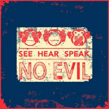 Wise monkeys. Vector illustration. Illustrazione stock