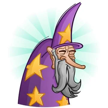 Wise Old Bearded Wizard Cartoon Character Stock Illustration