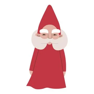 A wise old dwarf wizard with bushy sideburns wearing a red robe and a pointed Stock Illustration