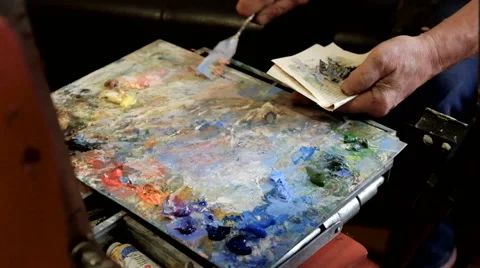 The wise old painter Stock Footage 61436501