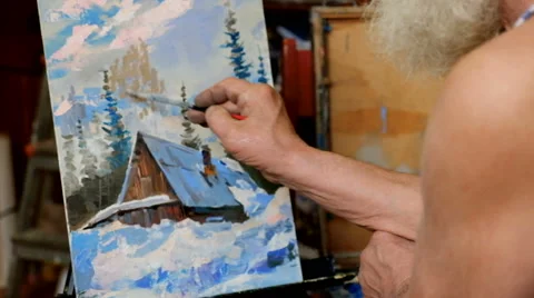 The wise old painter Stock Footage 61436665