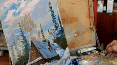 The wise old painter Stock Footage 61436698