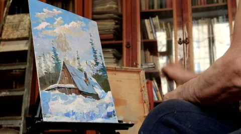 The wise old painter Stock Footage 61436822