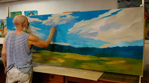 The wise old painter Stock Footage 61750258