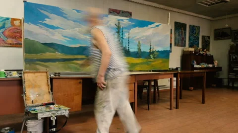 The wise old painter Stock Footage 61750334