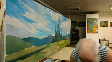The wise old painter Stock Footage 61750350