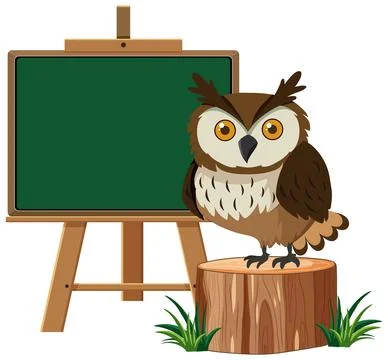 Wise Owl with Chalkboard Illustration Stock Illustration