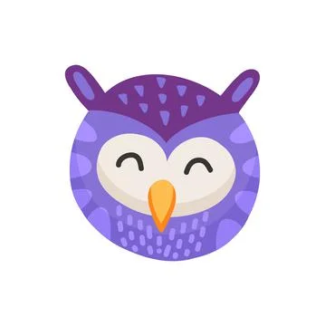 Wise owl isolated brown smart bird cartoon head Stock Illustration