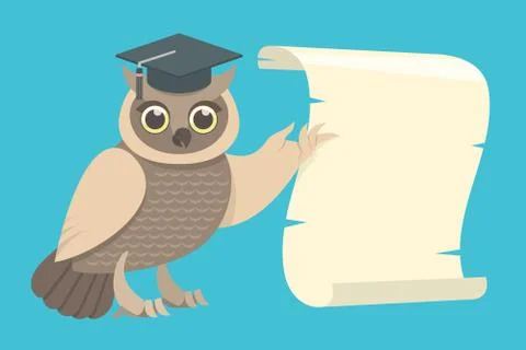 Wise owl point out scroll Stock Illustration